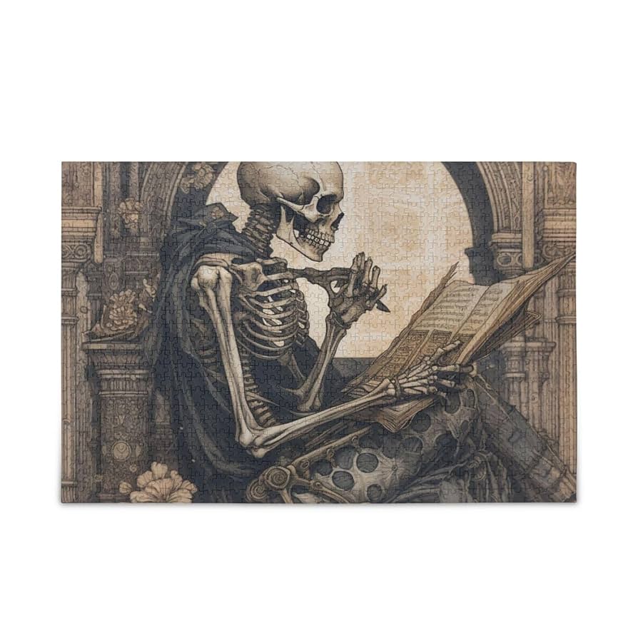Amazon.com: ZENWAWA Jigsaw Puzzle Skeleton Reading 1000